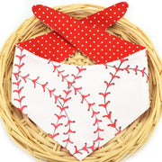 Baseball Laces Tie-On Dog Bandana ~ Reversible Sports Dog Bandana ~ Baseball Dog Bandana ~ Custom Dog Bandana ~ Sandy Paws Collar Co®