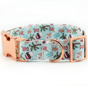 Christmas at the Beach Dog Collar - Christmas Winter Fabric Dog Collar ~ Personalized Dog Collar ~ Rose Gold Hardware ~Sandy Paws Collar Co®