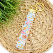 Breakfast Club Key Fob ~ Breakfast Food Key Chain ~ Pancake Print Key Fob ~ Yellow Gold Hardware ~ Sandy Paws Collar Co®