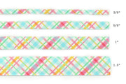 Easter Plaid 2.0 Dog Collar ~ Spring Floral Fabric Dog Collar ~ Custom Engraved Dog Collar ~ Yellow Gold Hardware ~ Sandy Paws Collar Co®