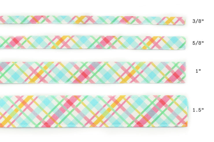 Easter Plaid 2.0 Dog Collar ~ Spring Floral Fabric Dog Collar ~ Custom Engraved Dog Collar ~ Yellow Gold Hardware ~ Sandy Paws Collar Co®