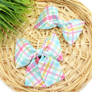 Easter Plaid 2.0 Dog Collar Bow ~ Spring Embroidered Dog Collar Bow ~ Girly Collar Bow ~ Slide On Bow for Dog Collar ~ Sandy Paws Collar Co®