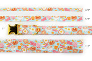 Breakfast Club Dog Collar ~ Pancake Print Dog Collar ~ Breakfast Food Fabric Dog Collar ~ Yellow Gold Metal Hardware ~ Sandy Paws Collar Co®