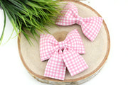 Painted Gingham Dog Collar Bow - Light Pink & White ~ Bow Tie ~ Girly Dog Collar Bow ~ Slide On Bow for Dog Collar ~ Sandy Paws Collar Co®